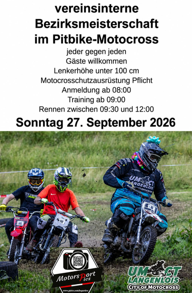 Ankündigung Bezirksmeisterschaft im Pitbike-Motocross